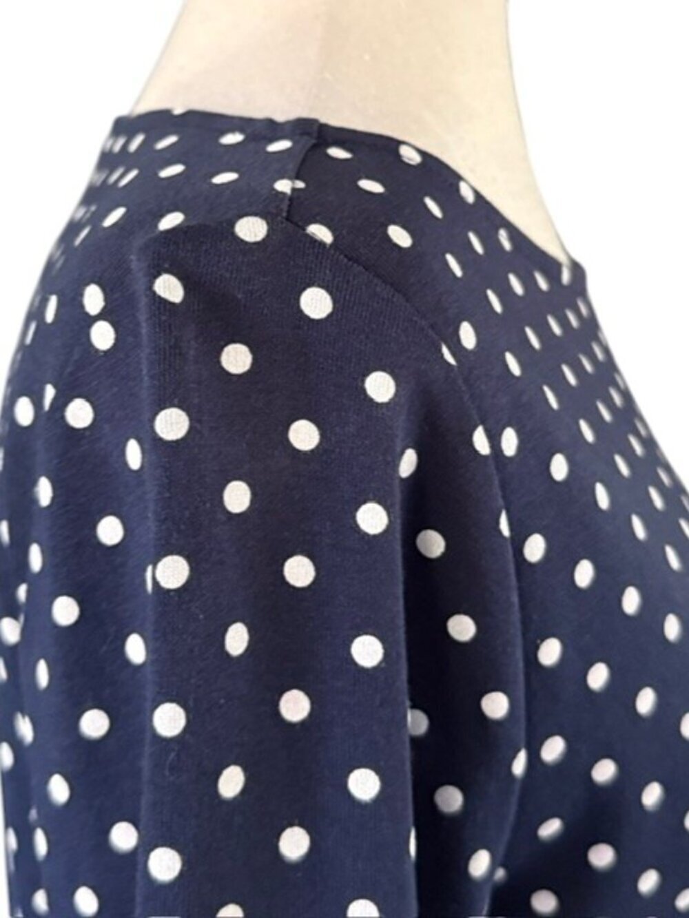 Lauren Ralph Lauren Women's Top Navy White Polka Dot 3/4 Bell Sleeves Large NWOT - Picture 8 of 15